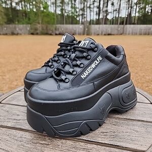 Naked Wolfe Black Platform Sneakers
